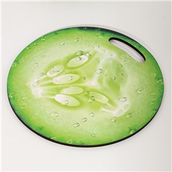 Доска разделочная сувенирная «Огурец в разрезе», 25.5 см, круглая