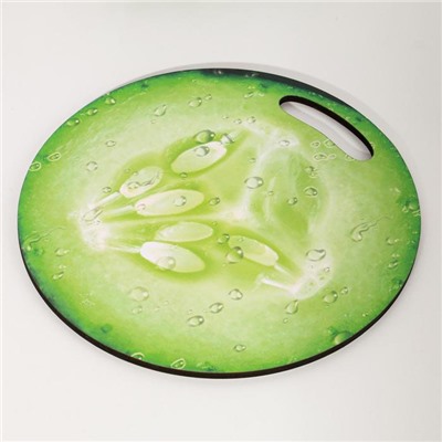 Доска разделочная сувенирная «Огурец в разрезе», 25.5 см, круглая