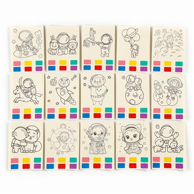 Водная раскраска «Космос», с кисточкой и мольбертом, виды МИКС