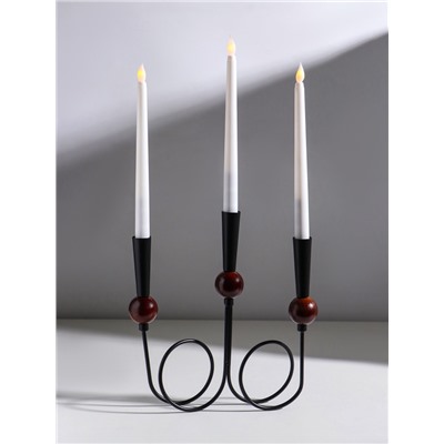 Подсвечник на 3 свечи «Канделябр. Параллельные вселенные», d=2.2 см, чёрный, 25×3.5×27.3 см