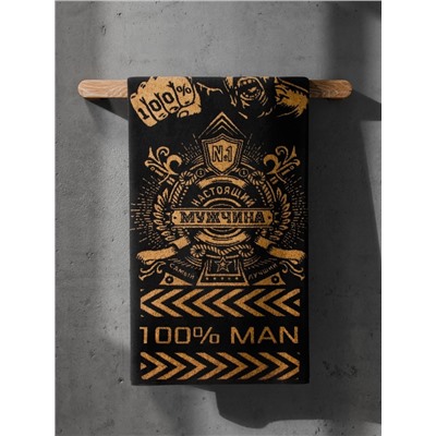 Полотенце махровое Этель 100% MAN, 50×90 см, 420 г/м², чёрно-золотое
