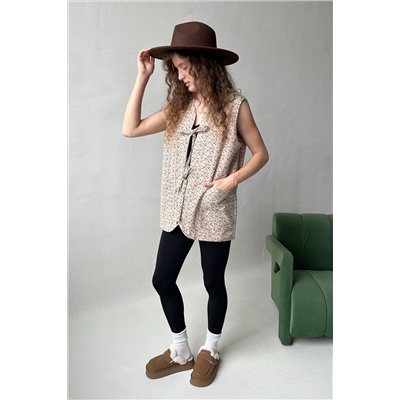 Жилет стеганый  HOME109/02/Бежевый, коричневый