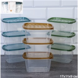 Контейнер прямоугольный 3 штуки / P1 /уп 80/17x11x9 см высокий