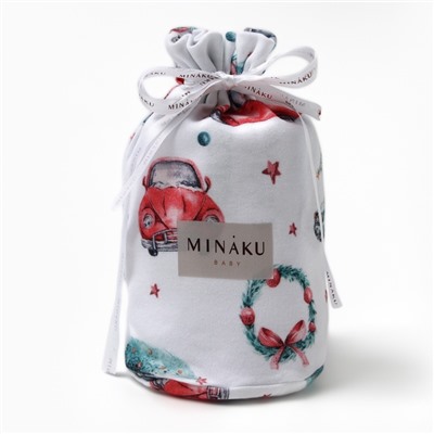 Пижама детская MINAKU New Year's cars, рост 68-74 см, белая