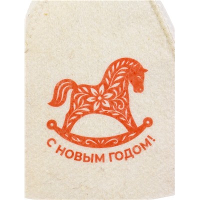 Шапка для бани и сауны «С Новым Годом!», полиэфир 70%, шерсть 30%, «Добропаровъ»