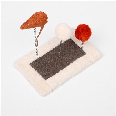 Игрушка для кошек с 3 дразнилками и когтеточкой, 27×15.5×25 см, микс цветов