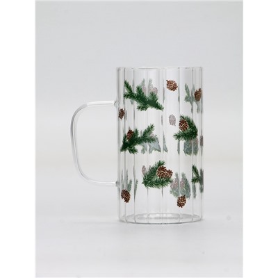 Кружка новогодняя стеклянная «Шишки», 350 мл