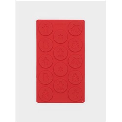 Форма для конфет и шоколада новогодняя Доляна «Новогодние кружочки», силикон, 29.8×17.5 см, 14 ячеек (d=5 см), красная