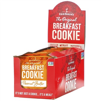 Erin Baker's, The Original Breakfast Cookie, Peanut Butter, 12 Cookies,  3 oz (85 g) Each