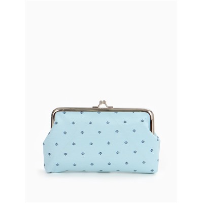 Косметичка на фермуаре, маленькая, с принтом, голубая