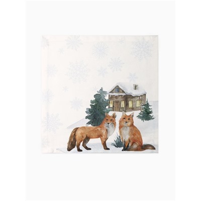 Набор салфеток сервировочных «Этель» Forest animals, 4 шт., белые, 40×40 см