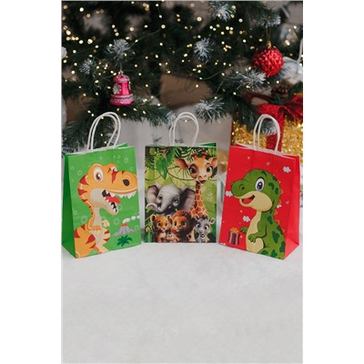 Набор крафт-пакетов подарочных на день рождения 3 шт