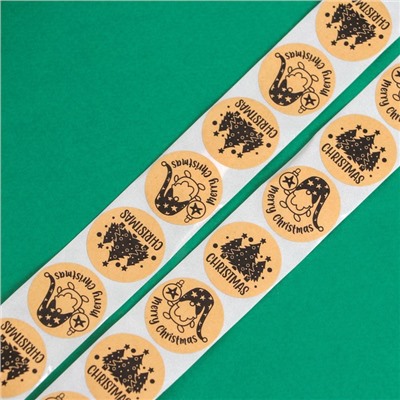 Наклейки новогодние в рулоне Christmas, для декора и подарков, 500 шт., 2.5×2.5 см