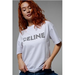 8506/1 Футболка женская оверсайз (Белый_celine)