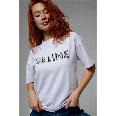 8506/1 Футболка женская оверсайз (Белый_celine)