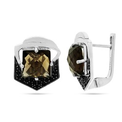 Серьги из серебра раухтопаз, шпинель, Жанис