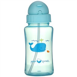Green Sprouts, Straw Bottle, 9+ Months, Aqua, 1 Count