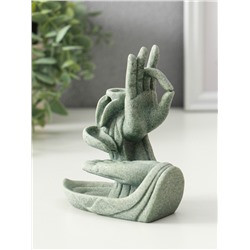 Подставка для благовоний «Мудра Витарка - Колесо учения», песчаник, стелющийся дым, 5.5×10.3×11.5 см