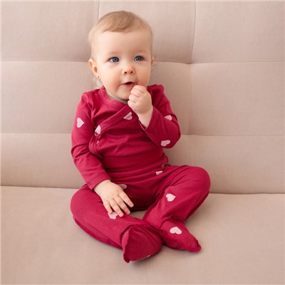 Ползунки детские MINAKU: Сердца, рост 74-80 см, красные