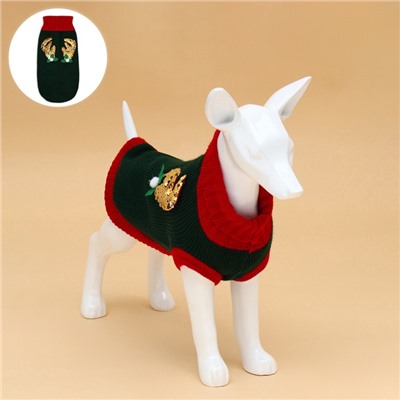 Свитер для животных «Рога удачи», размер XS (ДС 20 см, ОШ 17, ОГ 23-37), зелёный