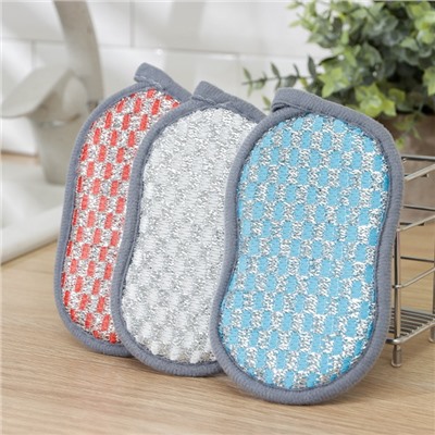 Губка для посуды Доляна, 15×9×1.5 см, МИКС