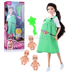 Кукла София беременная 29 см, (руки и ноги сгиб, 3 младенца, акс,) в коробке