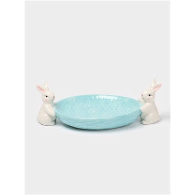 Блюдо сервировочное Доляна «Зайка», 30×16.5×10 см, доломит, голубой