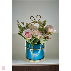 LADECOR Цветочная композиция в металлическом кашпо, 4 цвета, 8х20 см