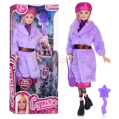 Кукла София 29 см. (руки и ноги сгиб, зимняя одежда, акс,) в коробке