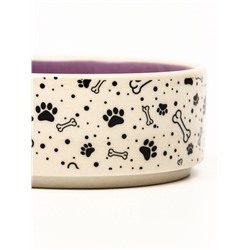 Миска керамическая Smile Dog 200 мл -10.5×10.5×4 см, сиреневая/бежевая