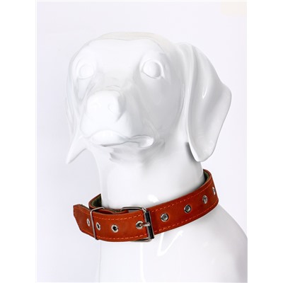 Ошейник комбинированный безразмерный, кожа/брезент, 65×3.5 см, ОШ 31-61 см, коричневый