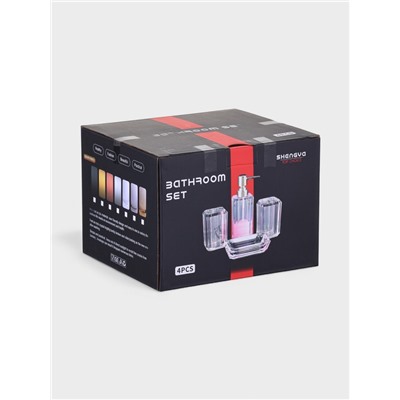 Набор для ванной "Кристалл" 4 предмета (дозатор, 2 стакана, мыльница)