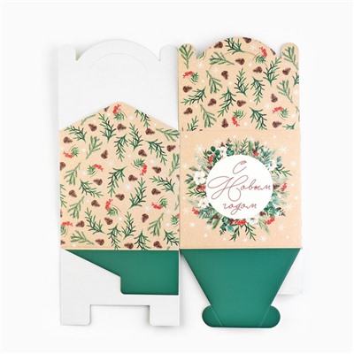 Коробка кондитерская с окном, сундук, «С Новым годом!» 20×20×20 см