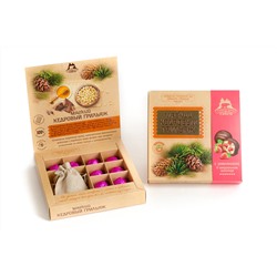 Мягкий кедровый грильяж с Земляникой и травяным чаем / коробка / 120 гр / ТМ Территория Тайги