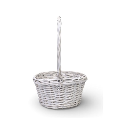 Корзина плетёная для хранения, лоза, белая, 35×25×14 см, высота с ручкой 43 см