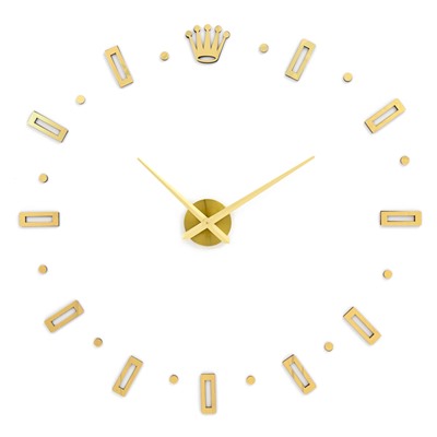 Часы настенные интерьерные, 3d «Соломон», наклейка, большие, d=120 см, золотистые