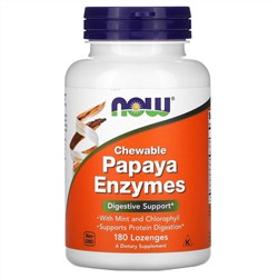 Now Foods, жевательные пастилки с ферментами папайи, 180 пастилок