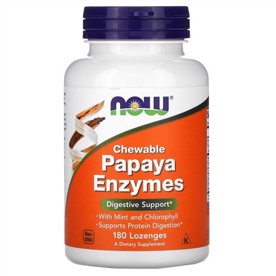 Now Foods, жевательные пастилки с ферментами папайи, 180 пастилок