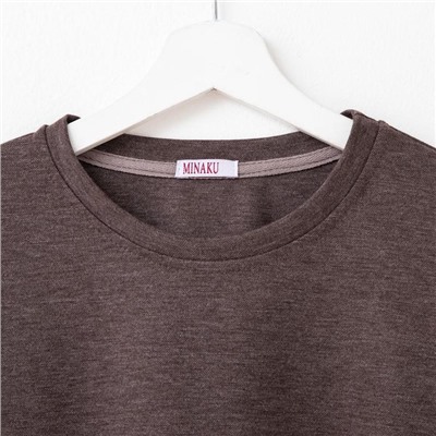 Футболка женская MINAKU OVERSIZE FIT, коричневая, размер 42