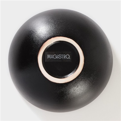Миска на подставке из бамбука Magistro «Галактика», 1.2 л, 18×18×8.5 см, фарфор, чёрная