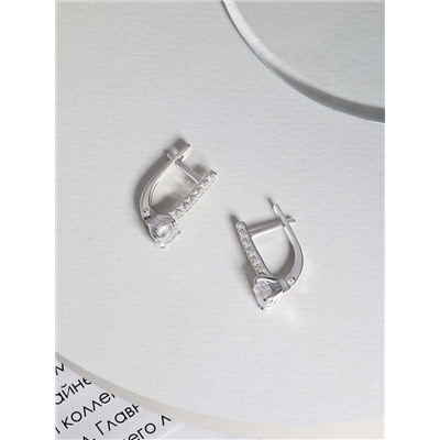 Серьги женские из серебра с фианитами родированные 925 пробы 2-356р200