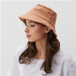 Панама женская джинсовая MINAKU с необработанными краями, бежевая, размер 56-58