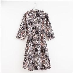 Халат женский Этель «Леопард» рукав 3/4, размер 46-48, вафля 200 г/м², 100% хлопок