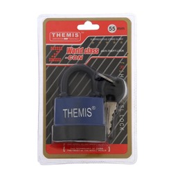 Замок навесной, 55 мм, медный цилиндр, влагозащищенный, короткая дужка, 3 ключа МИКС