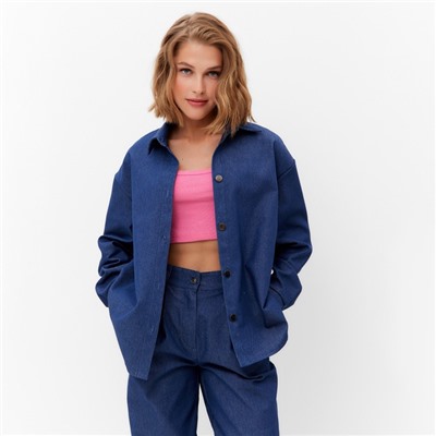 Рубашка женская MINAKU: Jeans Collection, размер 42, синяя