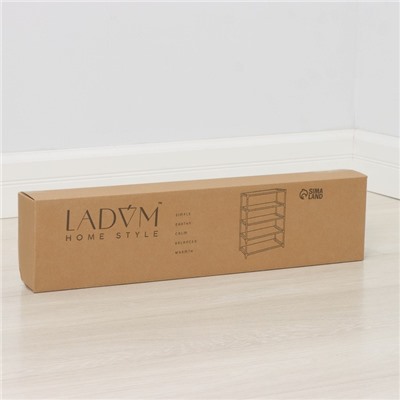 Полка для обуви LaDо́m, 5 ярусов, 60×30×72 см, серая