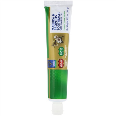 Manuka Health, Манука и прополис, зубная паста с маслом манука, 100 г (3,53 унции)