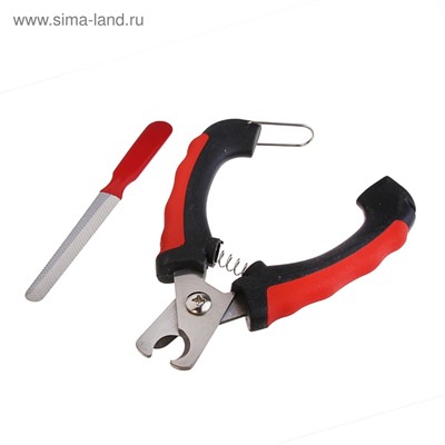 Набор по уходу за когтями: когтерез боковой (отверстие 14 мм) и пилка, чёрно-красный