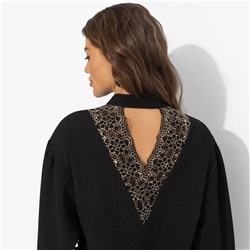 Рубашка с ажурной спинкой и сборками, Невозможно оторваться (черная)