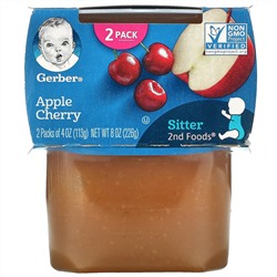 Gerber, Apple Cherry, Sitter, 2 Pack, 4 oz (113 g) Each